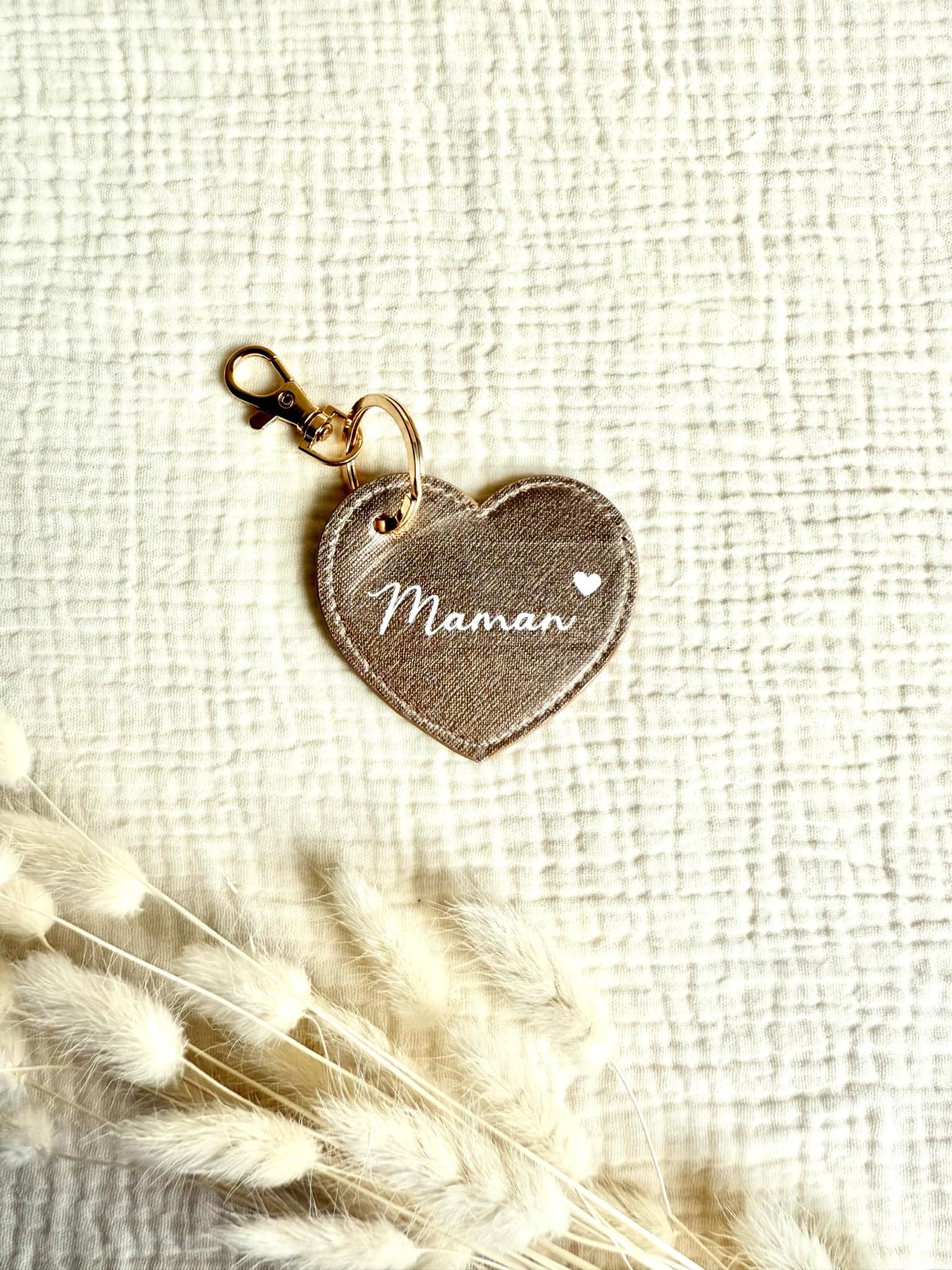 Porte clé coeur simili Maman