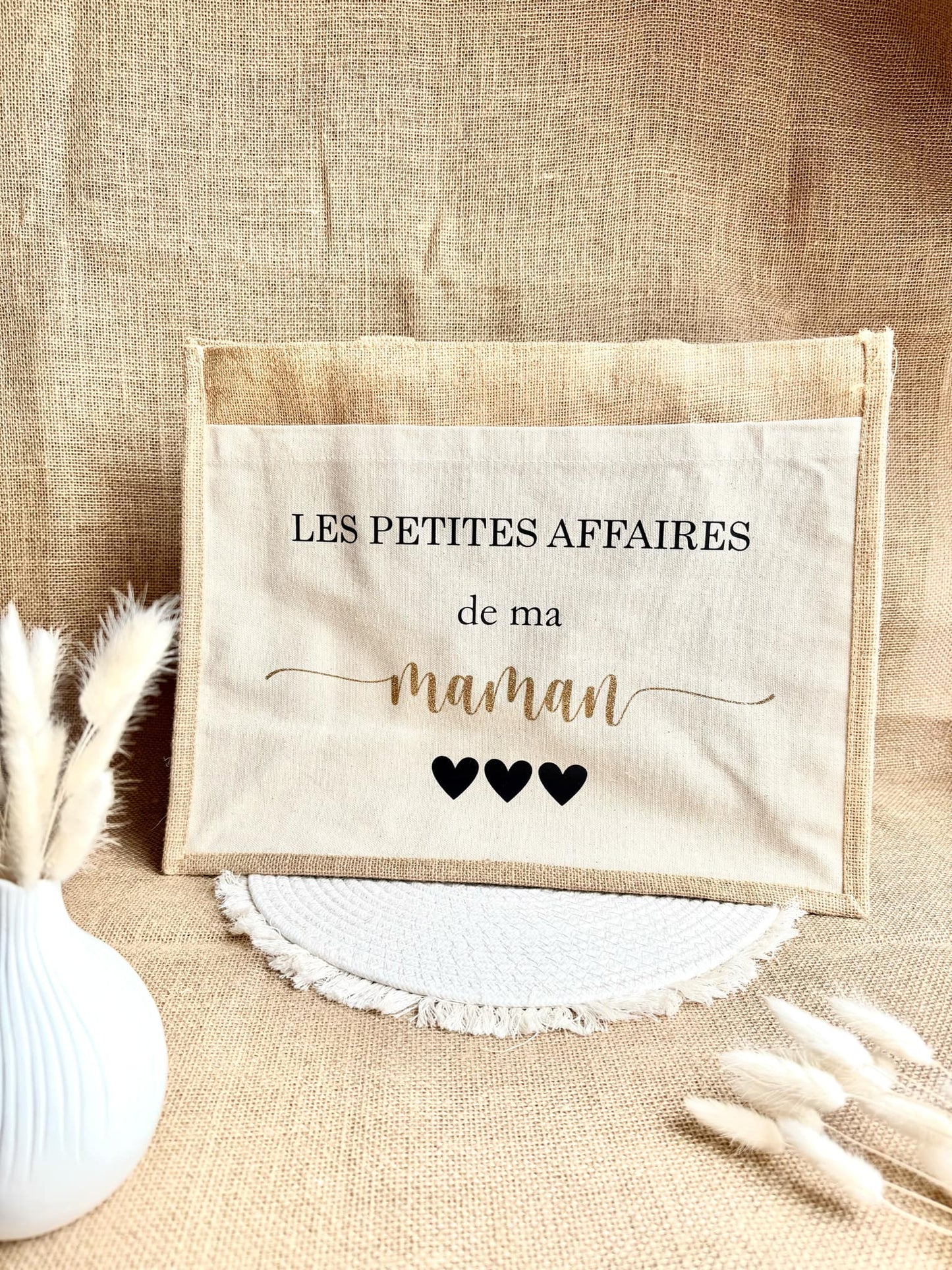 Grand sac en toile de jute Maman