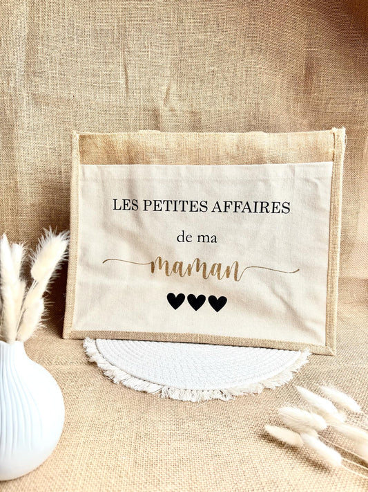 Grand sac en toile de jute Maman