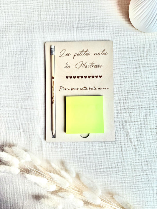Support à post-it "Les petites notes de Maîtresse"