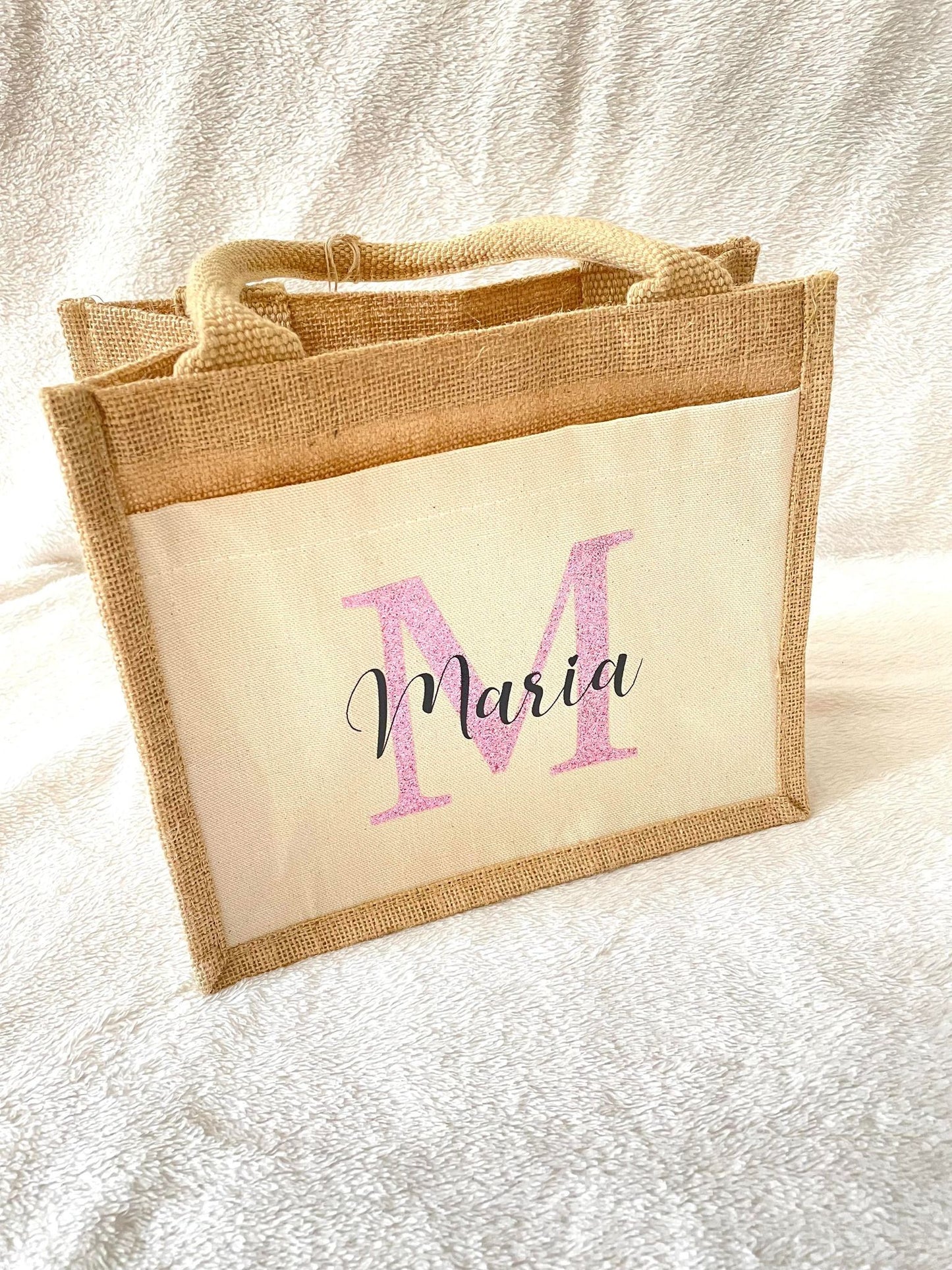 Petit sac en toile de jute Prénom