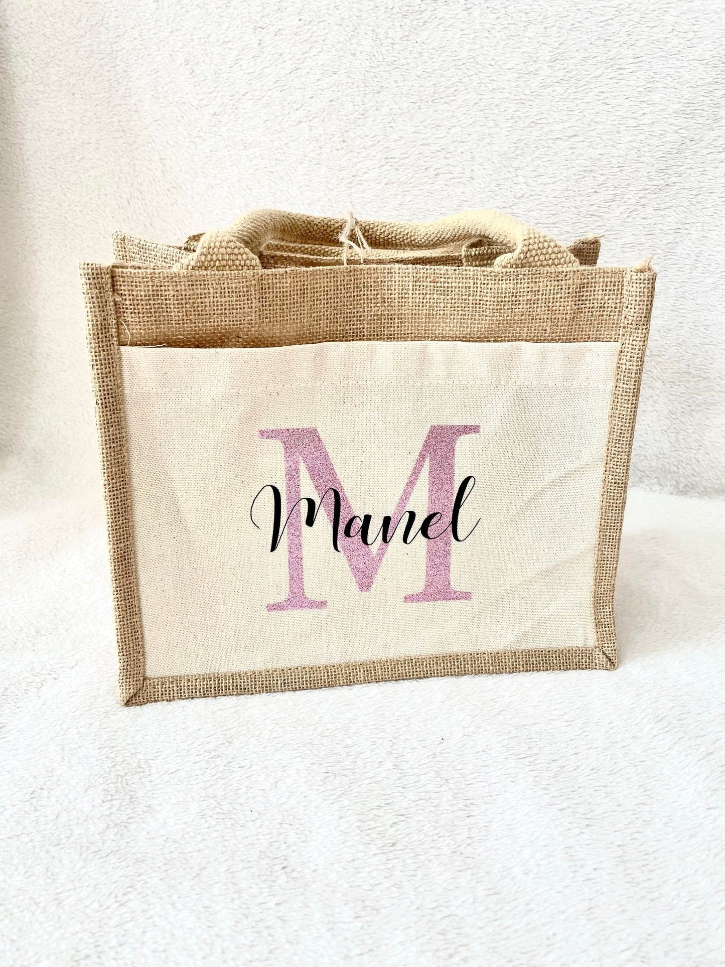 Petit sac en toile de jute Prénom