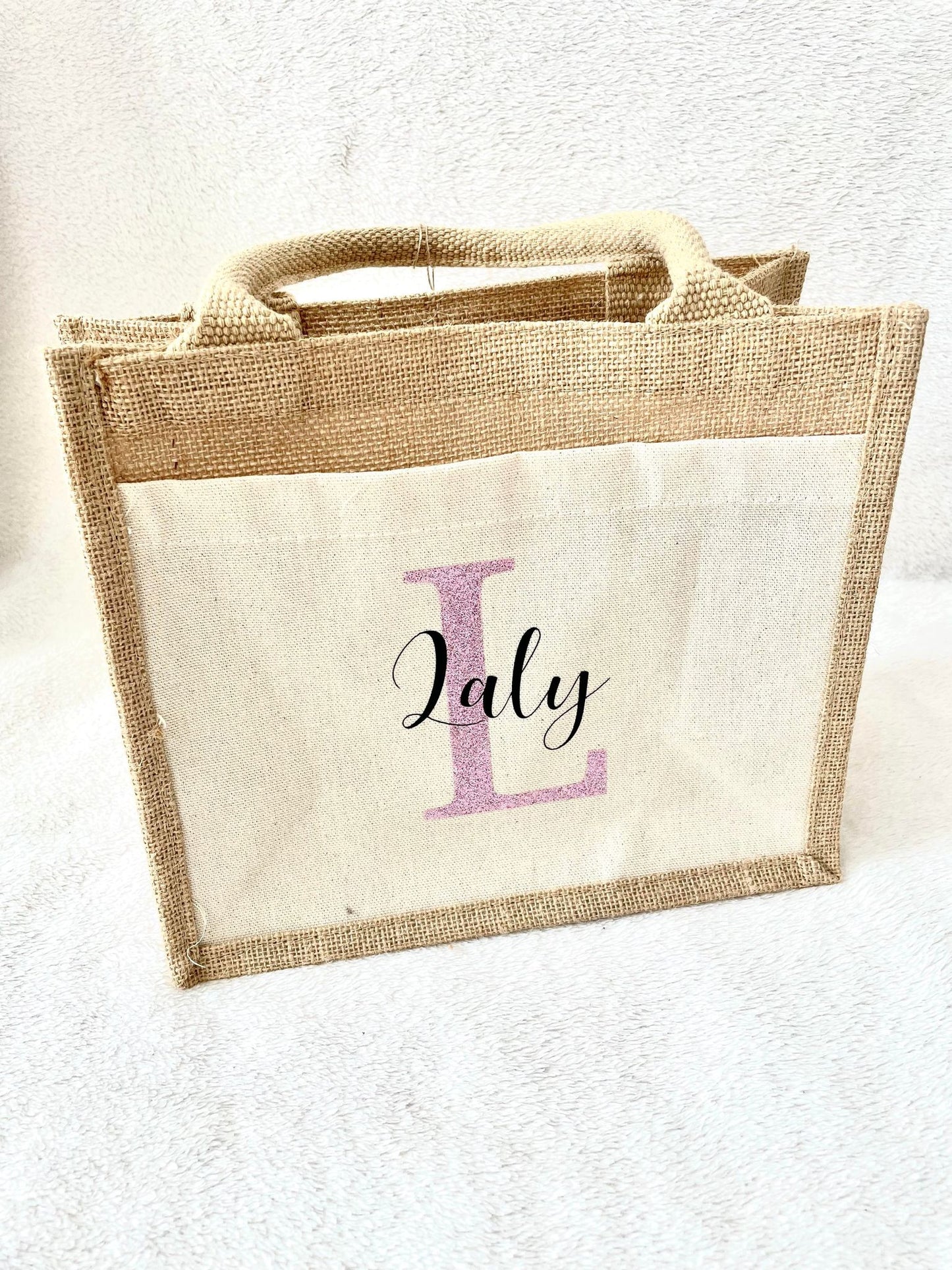 Petit sac en toile de jute Prénom