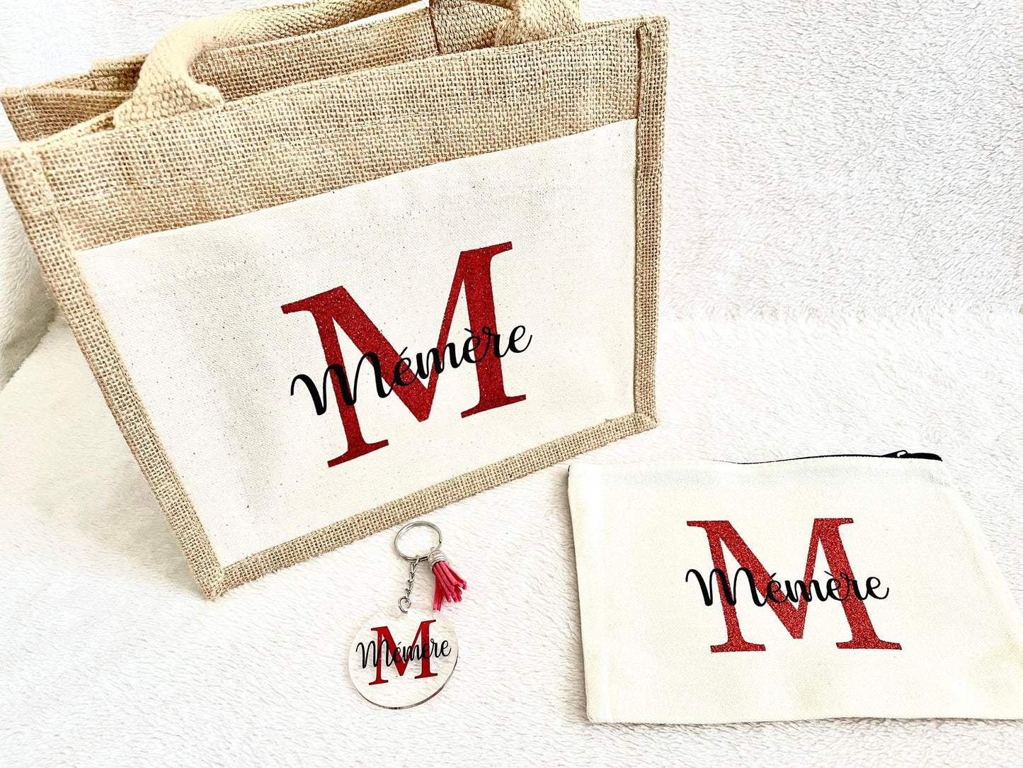 Petit sac en toile de jute Mamie