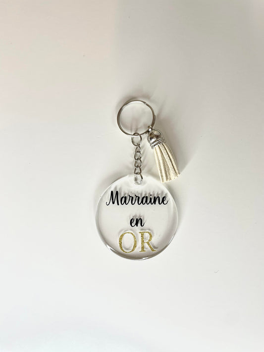 Porte clé Marraine en OR