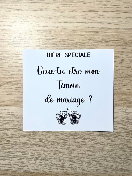 Etiquette bouteille demande témoin