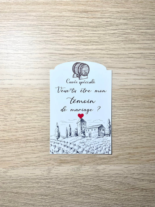 Etiquette bouteille demande témoin