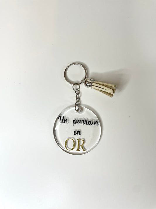 Porte clé Parrain en OR