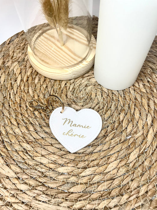 Porte clé coeur simili Mamie