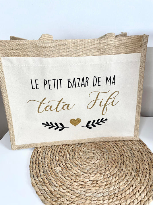 Grand sac en toile de jute Tata
